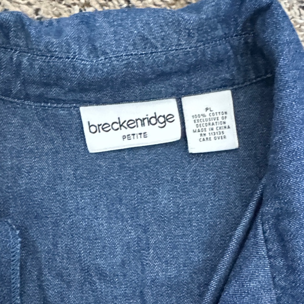 Vintage Breckenridge Embroidered 100% Cotton Denim Jacket with Moose and Tree - Picture 2 of 6